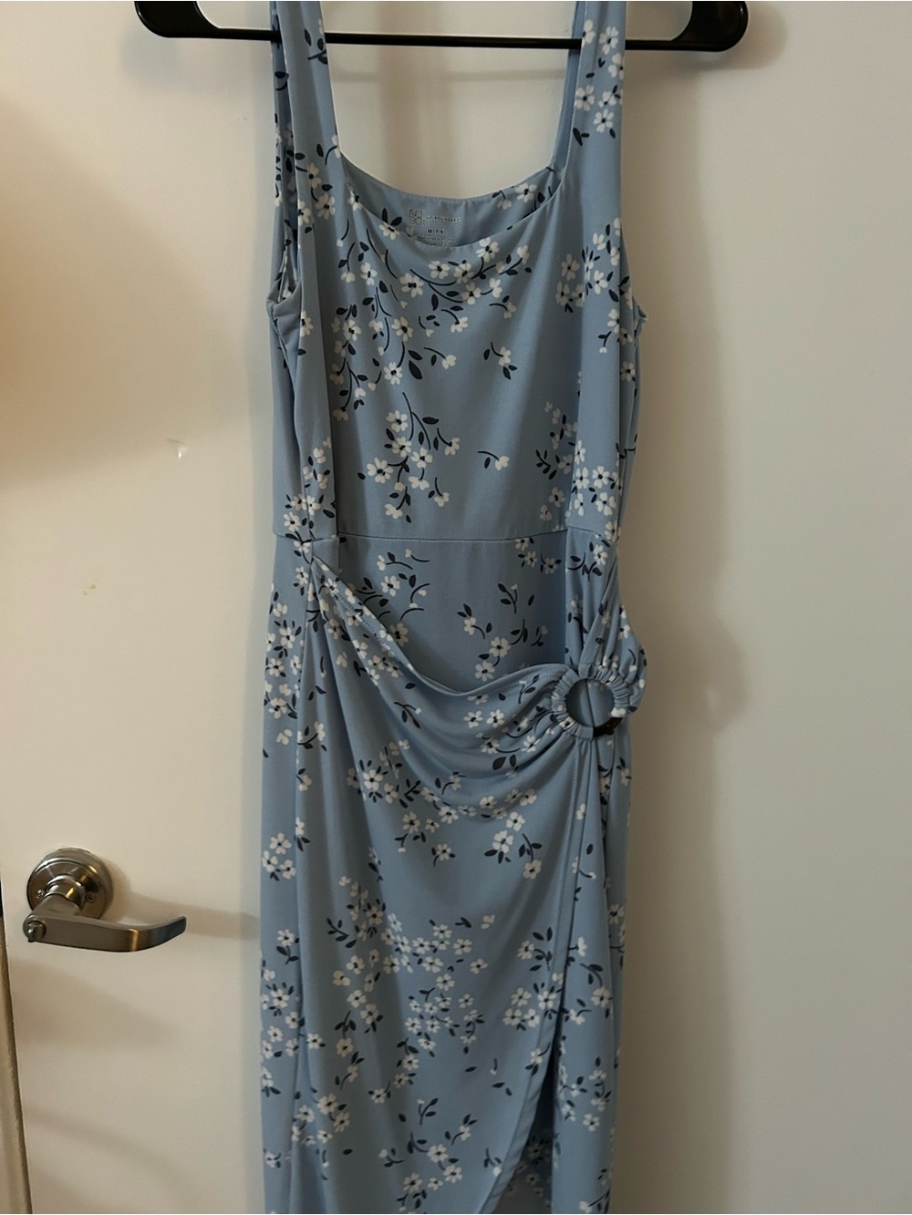 No Boundaries Light Blue Floral Midi Dress with Side Ring